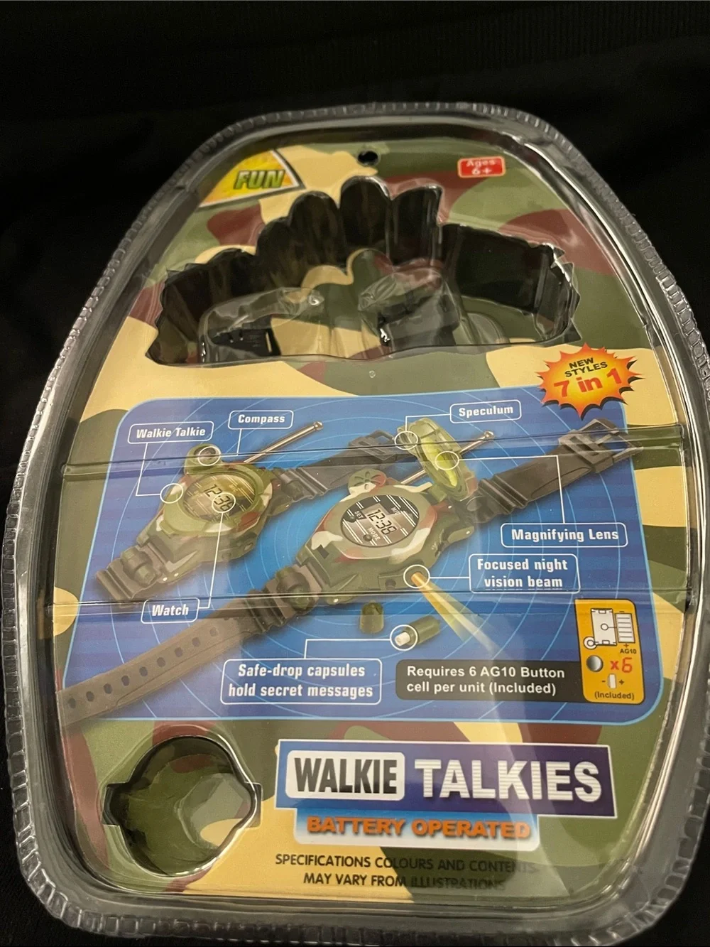 NWT Walkie Talkies Kids Digital Wrist Radios in Camouflage Green-7 in 1
